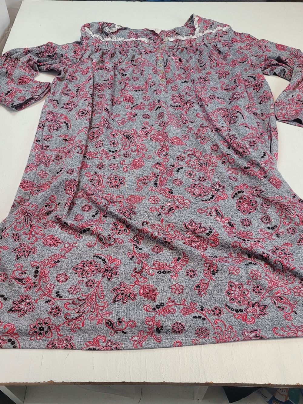Secret Treasures Pink Floral  Nightshirt on Gray